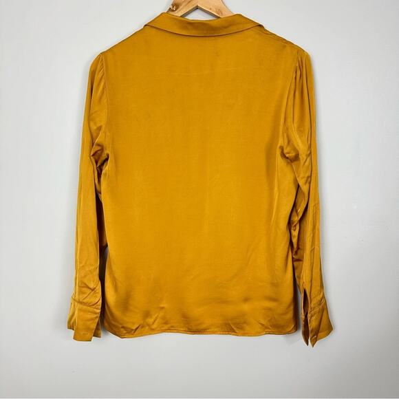 Scotch & Soda Mustard Yellow Button Up Satin Shirt Sz XS Classic Chic Officewear - Picture 7 of 8